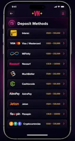 Vegasnow Mobile - Adding Funds